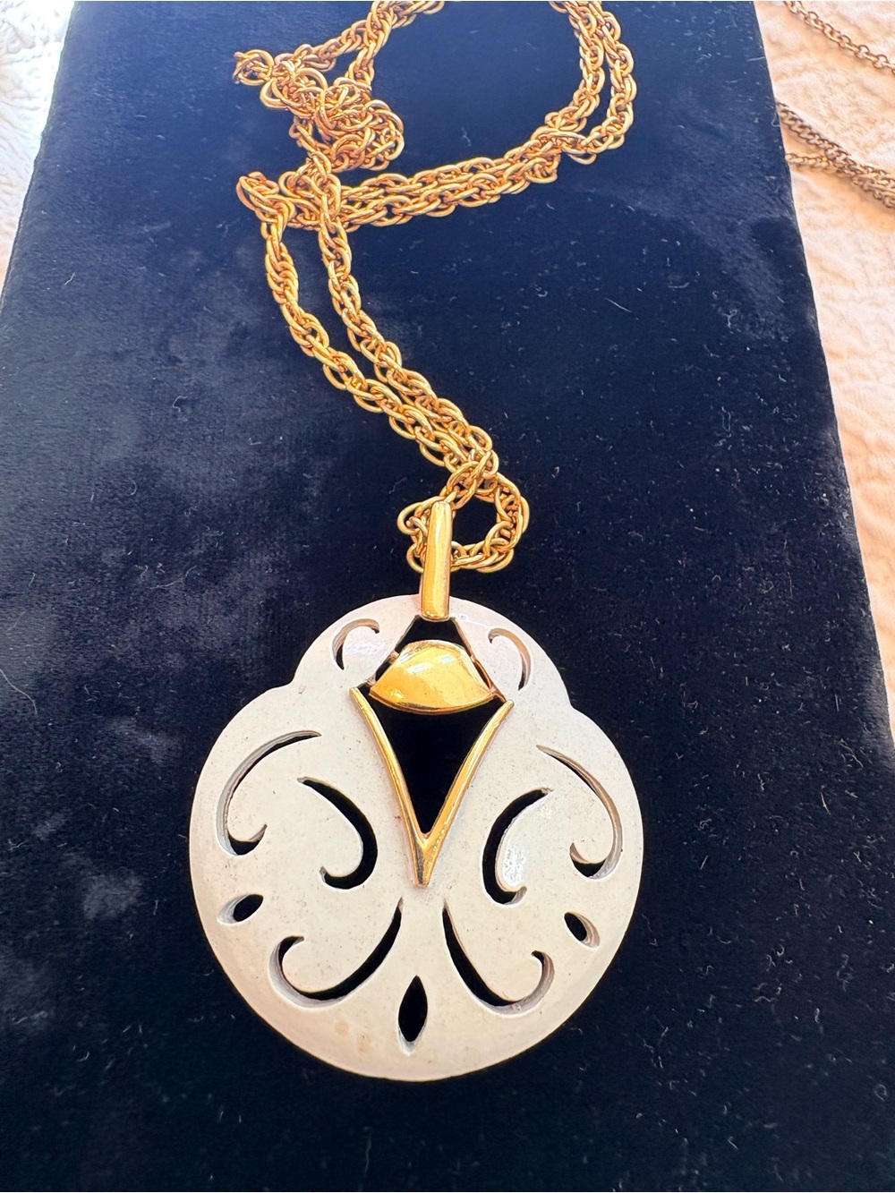 Whimsical White Owlet Filigree Pendant Necklace 24” Chain